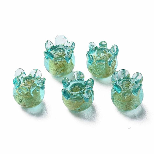 

PandaHall Handmade Gold Foil Lampwork Beads, Jellyfish, Turquoise, 8.5~9.5x8.5mm, Hole: 1~1.5mm Gold Foil Fish Green