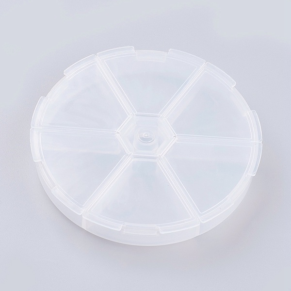 

PandaHall Plastic Bead Containers, 6 Compartments, Flat Round, Clear, 10.3x1.7cm Plastic Flat Round Clear