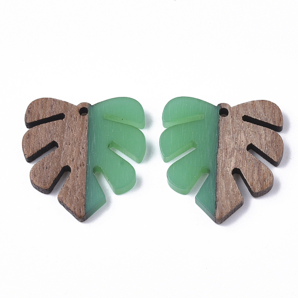 

PandaHall Resin & Wood Pendants, Tropical Leaf Charms, Monstera Leaf Pendant, Green, 30x28x3.5mm, Hole: 2mm Resin+Wood Leaf Green