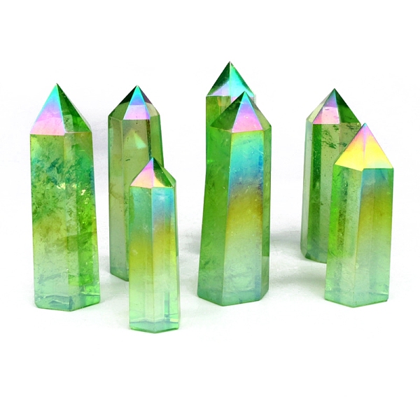 

PandaHall Electroplate Natural Quartz Healing Hexagonal Prisms Figurines, Reiki Energy Stone Display Decorations, Yellow Green...