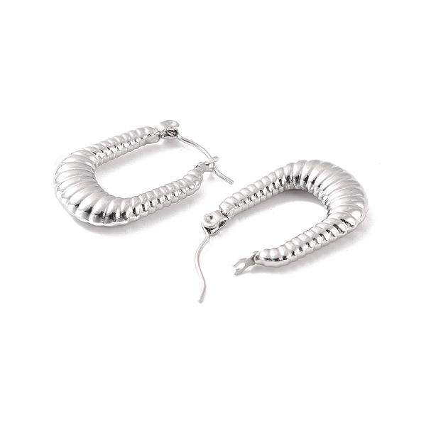 

PandaHall 304 Stainless Steel Rectangle Hoop Earrings, Croissant Earrings for Women, Stainless Steel Color, 24x15.5x4mm, Pin: 0.6mm 304...