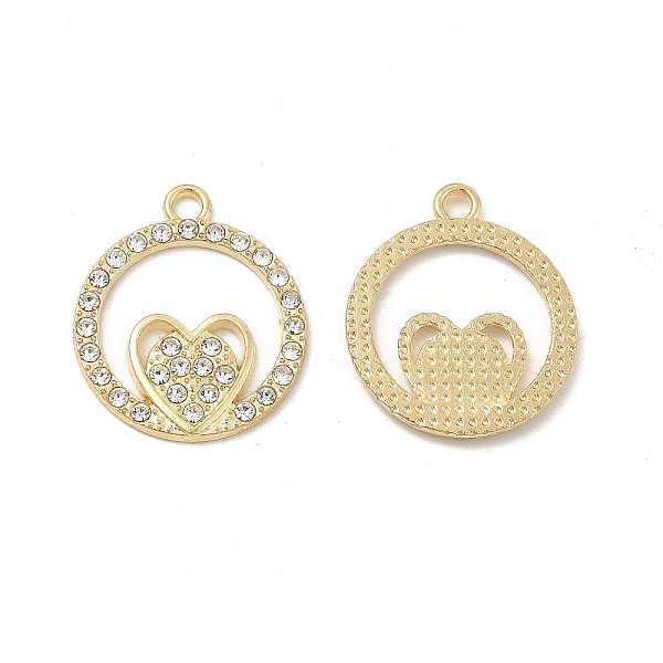 

PandaHall Alloy Crystal Rhinestone Pendants, Ring Charms with Heart, Nickel, Light Gold, 21x17.5x1.5mm, Hole: 2mm Alloy+Rhinestone Ring..., Clear