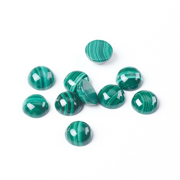 

PandaHall Natural Malachite Cabochons, Half Round/Dome, 10x4~4.5mm Malachite Half Round