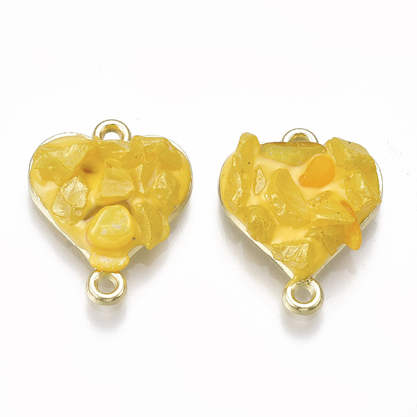 

PandaHall Alloy Links connectors, with Gemstone and Enamel, Heart, Light Gold, Gold, 20x16x6mm, Hole: 1.5mm Alloy+Enamel Heart Gold