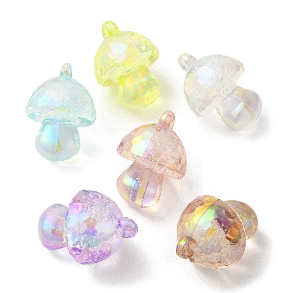 

PandaHall UV Plated Transparent Acrylic Beads, Bubble Style, Mushroom, Mixed Color, 36x25mm, Hole: 3mm Acrylic Mushroom Multicolor