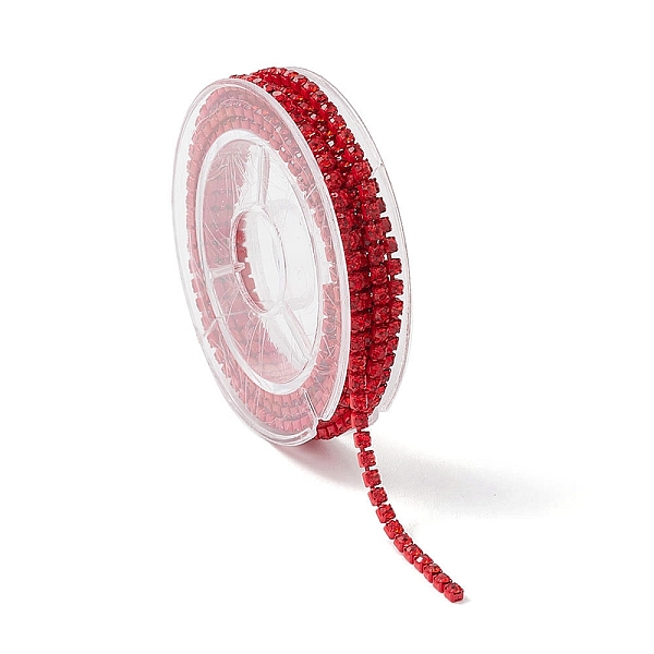 

PandaHall Electrophoresis Brass Rhinestone Strass Chains, Rhinestone Cup Chains, with Spool, Red, 2~2.1mm, about 4.27 Feet(1.3m)/Roll...