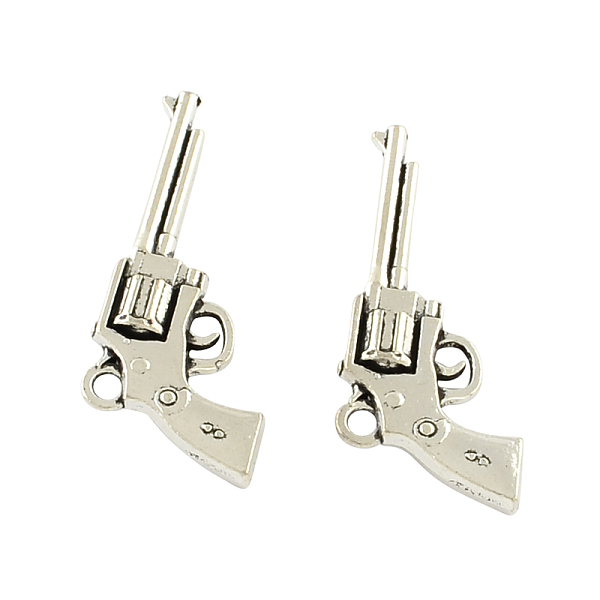 

PandaHall Tibetan Style Alloy Handgun/Revolver Pendants, Cadmium Free & Lead Free, Antique Silver, 34x15.7x5mm, Hole: 2.5mm, about...
