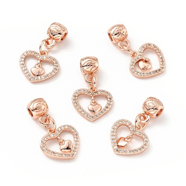 

PandaHall Rack Plating Brass Micro Pave Clear Cubic Zirconia Pendants, Cadmium Free & Lead Free, Long-Lasting Plated, Heart, Rose Gold, 22mm...