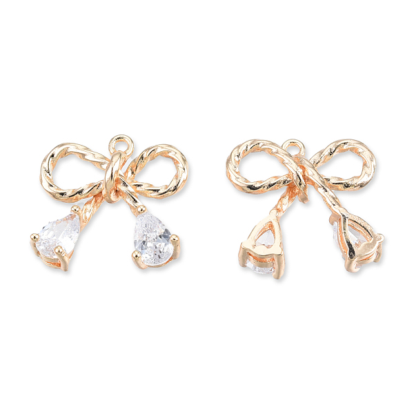 

PandaHall Brass Pave Clear Cubic Zirconia Pendants, Cadmium Free & Nickel Free & Lead Free, Bowknot, Real 18K Gold Plated, 15.5x16x5mm, Hole...