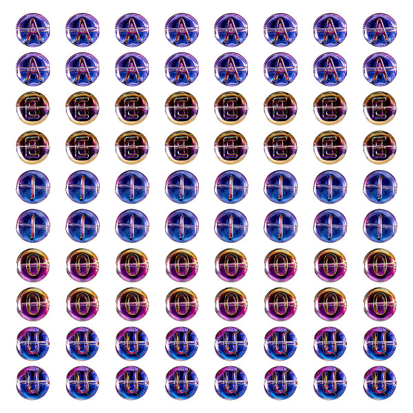 100Pcs 5 Styles Electroplated Glass Bead