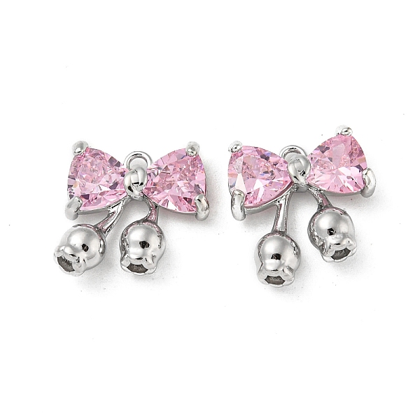 

PandaHall Rack Plating Brass Pendants, with Pearl Pink Glass, Bowknot Charms, Real Platinum Plated, 14x13x4mm, Hole: 1.4mm Brass+Glass...