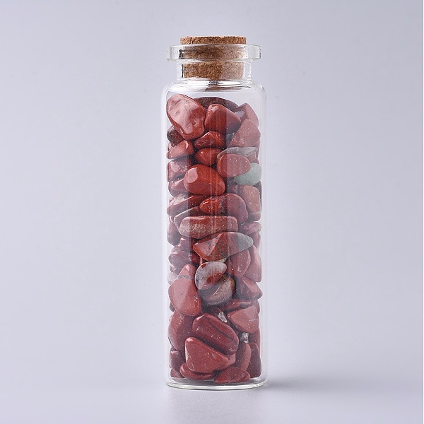 

PandaHall Glass Wishing Bottle, For Pendant Decoration, with Red Jasper Chip Beads Inside and Cork Stopper, 22x71mm Red Jasper Bottle