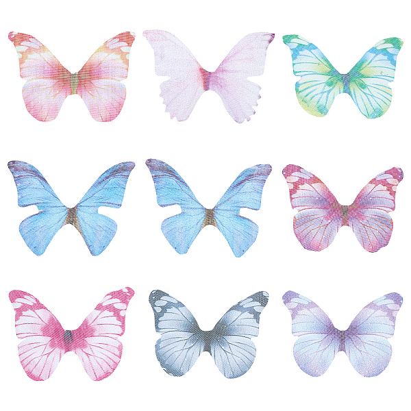 

PandaHall SUNNYCLUE 1 Box 180Pcs 9 Style Organza Butterflies Artificial Butterfly Spring Polyester Fabric Wing Butterflies Wings for..., Multicolor