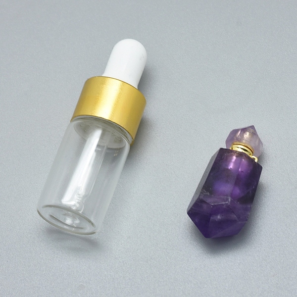 

PandaHall Faceted Natural Amethyst Openable Perfume Bottle Pendants, with Brass Findings and Glass Essential Oil Bottles, 31~38x12~13mm...
