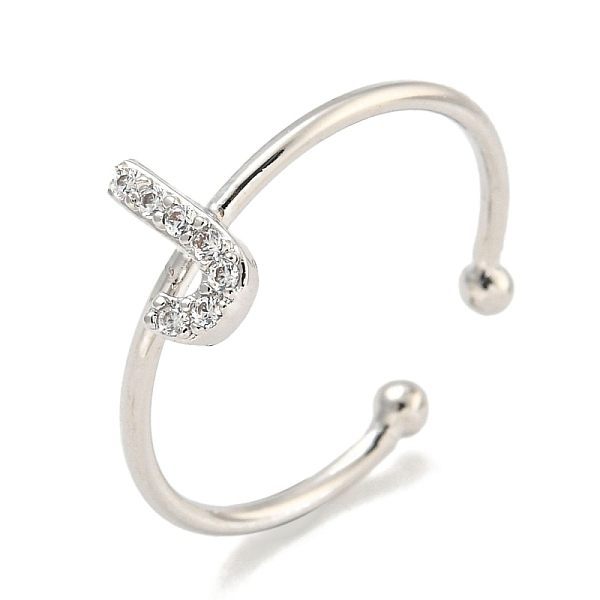 

PandaHall Rack Plating Brass Open Cuff Rings for Women, with Cubic Zirconia, Cadmium Free & Lead Free, Long-Lasting Plated, Letter, Letter J...