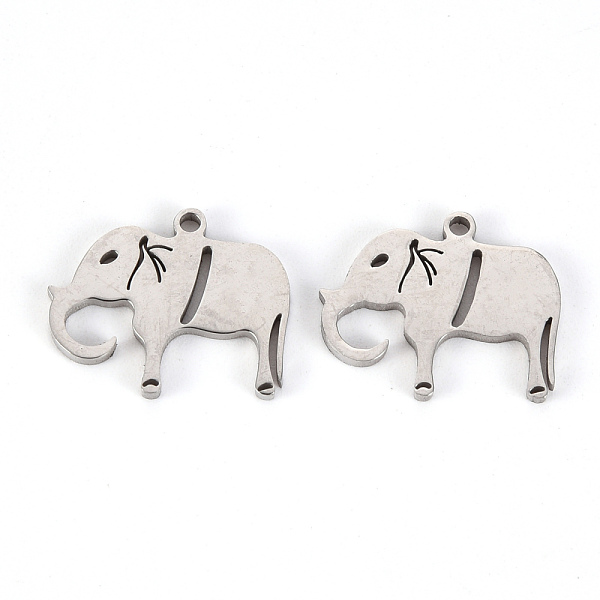 

PandaHall 201 Stainless Steel Pendants, Laser Cut, Elephant, Stainless Steel Color, 14.5x17.5x1mm, Hole: 1.4mm 201 Stainless Steel Elephant