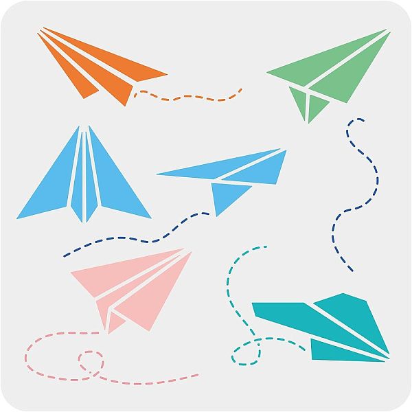 

PandaHall FINGERINSPIRE Paper Airplane Decoration Template 30x30cm Cartoon Airplane Designs Stencils Template Painting Reusable Chalk Signs..., White