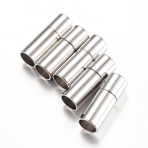 

PandaHall Tube Brass Bayonet Clasps, Column, Platinum, 17x5mm, Half Hole: 4mm Brass