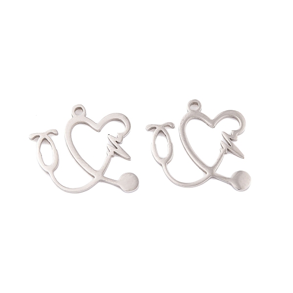 

PandaHall 5Pcs 201 Stainless Steel Pendants, Laser Cut, Heart Stethoscope Charm, Stainless Steel Color, 14x15x1mm, Hole: 1.2mm 201 Stainless...