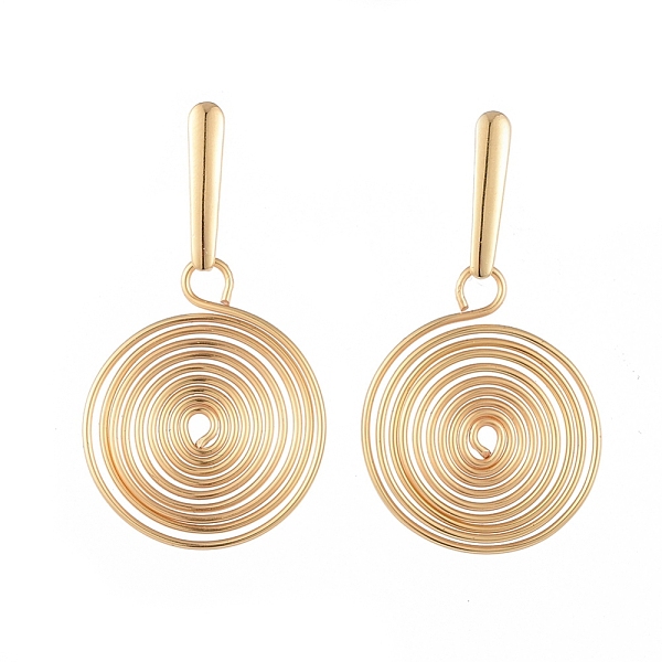 

PandaHall Copper Vortex Dangle Stud Earrings, with 304 Stainless Steel Stud Findings, Gold Plated Brass Ear Nuts, Cardboard Box, Golden...
