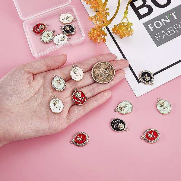 

PandaHall 18Pcs 9 Style Rack Plating Alloy Enamel Pendants, with Crystal Rhinestone, Light Gold, Cadmium Free & Nickel Free & Lead Free..., Multicolor