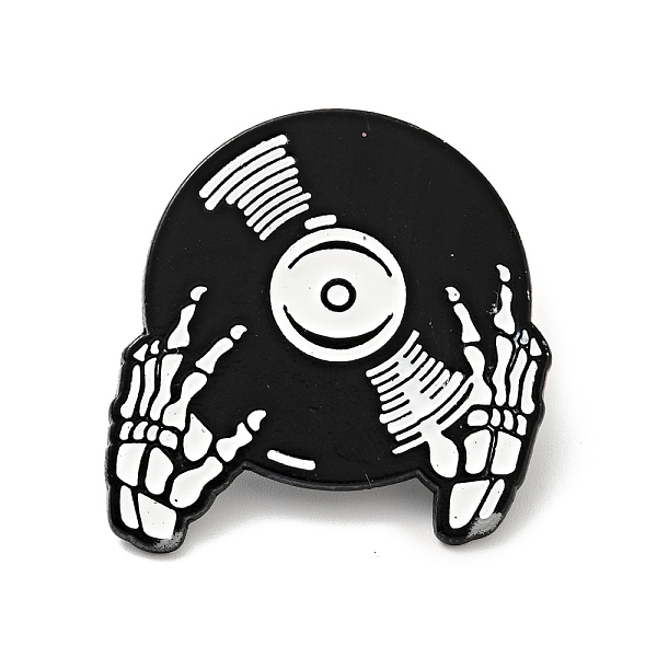 

PandaHall Skull Hand with Records Enamel Pin, Halloween Alloy Badge for Backpack Clothes, Electrophoresis Black, White, 31x30x1.5mm...