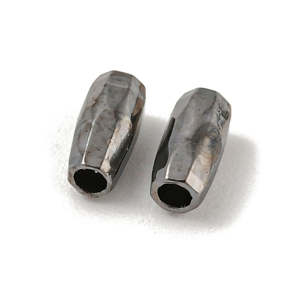 

PandaHall Brass Beads, Faceted, Barrel, Gunmetal, 5x2.5mm, Hole: 1.2mm Brass