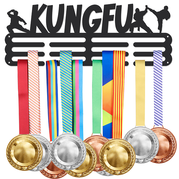 

PandaHall SUPERDANT Kung Fu Medal Hanger Display Holder Male Sports Medals Display Rack Wall Ribbon Frame Awards Competition Medal Rack Wall..., Black