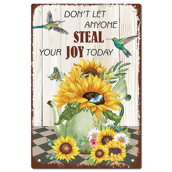 

PandaHall CREATCABIN Sunflower Metal Tin Sign Wall Art Vintage Wall Decor Hummingbird Poster Vintage Retro Plaques Paintings Summer Spring...