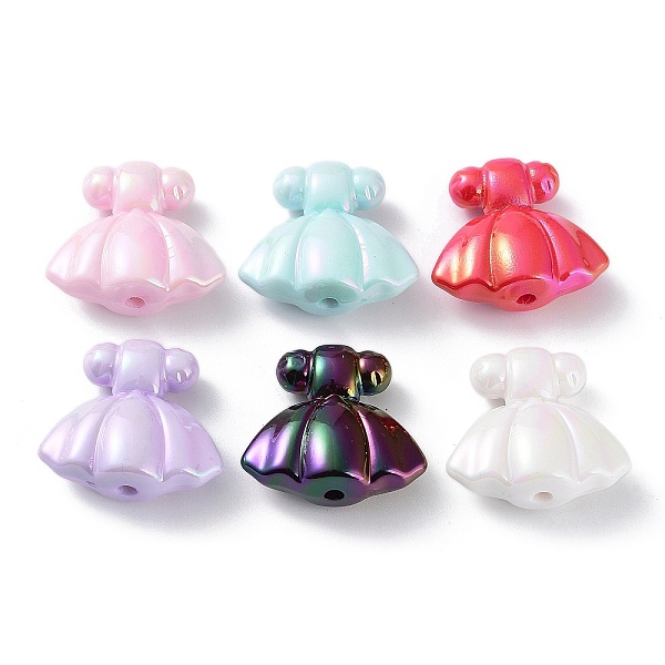 

PandaHall UV Plating Rainbow Iridescent Acrylic Beads, Dress, Mixed Color, 24.5x26.5x11.5mm, Hole: 2.7mm Acrylic Clothes Multicolor