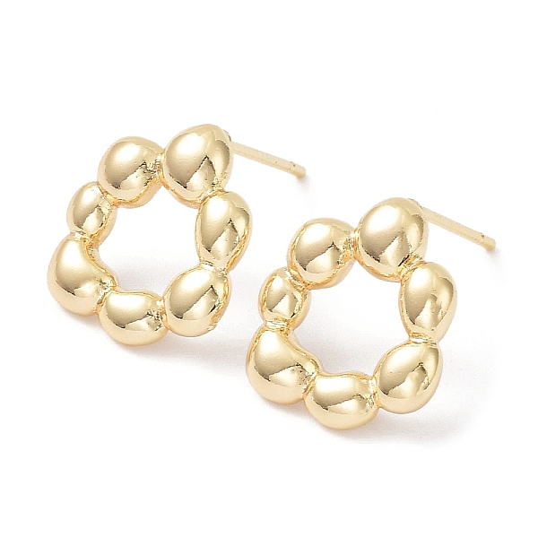 

PandaHall Brass Stud Earrings, Donut, Real 18K Gold Plated, 14x13mm Brass Donut