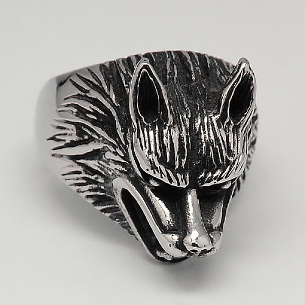 Unique Retro Men's 304 Stainless Steel Wolf Rings