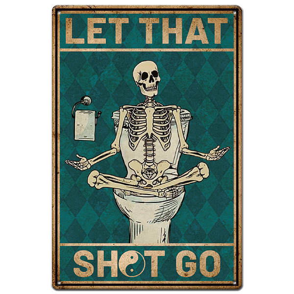 

PandaHall SUPERDANT Metal Tin Sign Toilet Skull Vintage Iron Tin Sign Funny Bathroom Wall Art Poster Let That Shit Go Decor Plaque for...