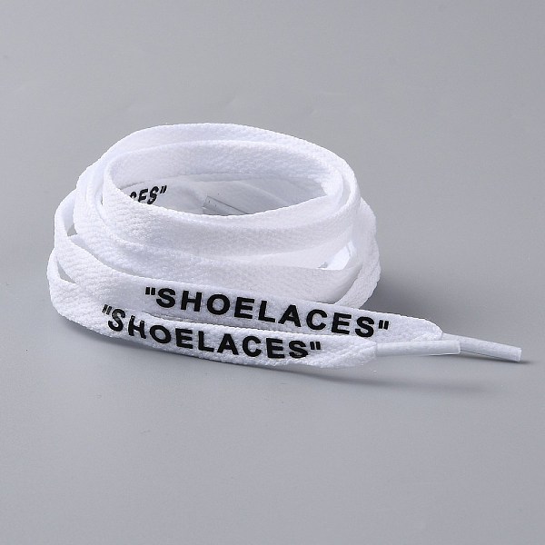 PandaHall Polyester Flat Custom Shoelace, Flat Sneaker Shoe String with Word, for Kids and Adults, White, 1200x9x1.5mm, 2pcs/Pair Polyester...
