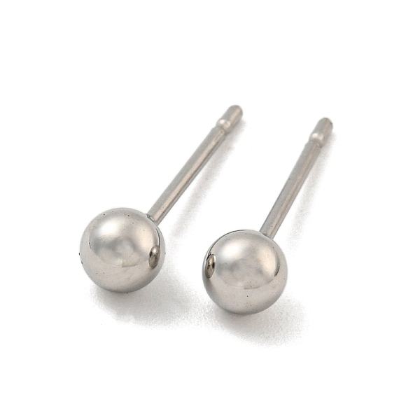 

PandaHall 304 Stainless Steel with 201 Stainless Steel Smooth Round Ball Stud Earring Findings, Stainless Steel Color, 15x4x4mm Stainless...