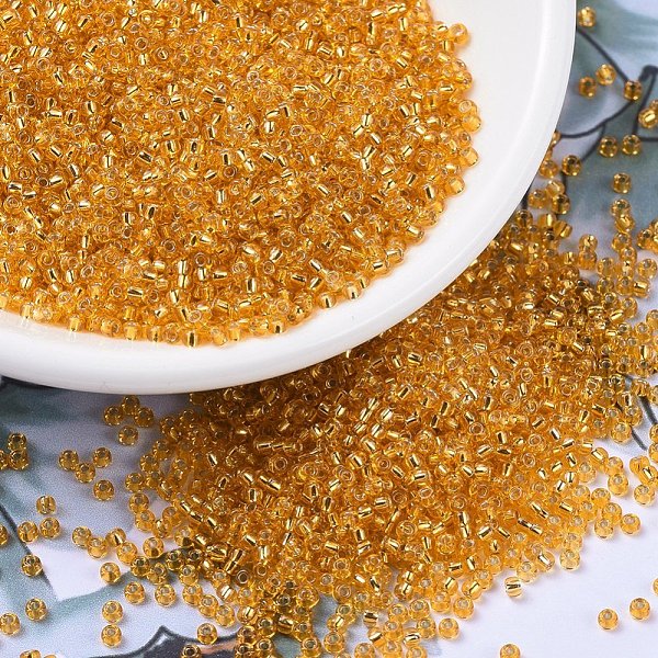 

PandaHall MIYUKI Round Rocailles Beads, Japanese Seed Beads, (RR7) Silverlined Light Orange, 11/0, 2x1.3mm, Hole: 0.8mm, about...