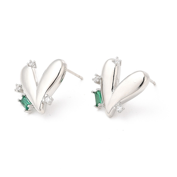

PandaHall Green Cubic Zirconia Heart Stud Earrings, Brass Jewelry for Women, Cadmium Free & Lead Free, Platinum, 15.5x15.5mm, Pin: 0.9mm...