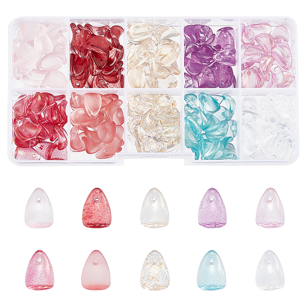 

PandaHall 200Pcs 10 Colors Transparent Spray Painted Glass Charms, Petaline, Mixed Color, 12x8x4.5mm, Hole: 1mm, 20pcs/color Glass Petaline..., Multicolor