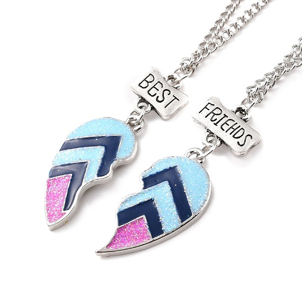 

PandaHall BFF/Best Friends Forever Alloy Pendant Necklaces, Valentine's Day Enamel Broken Heart Necklace, Platinum, Mixed Color, 20.31 inch..., Multicolor