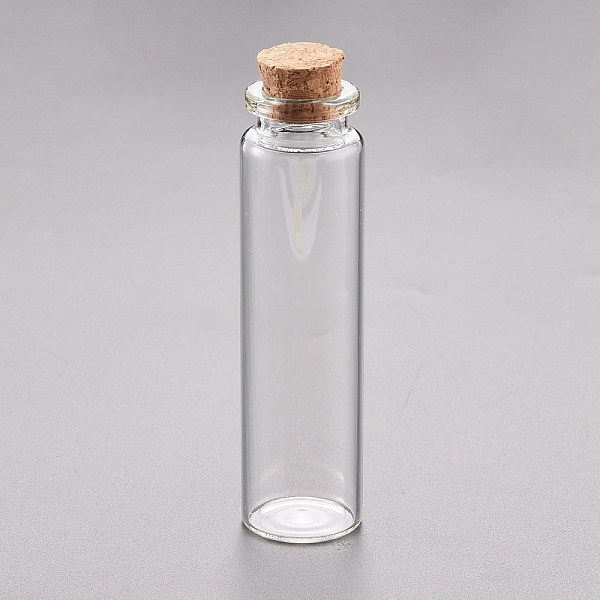 PandaHall Glass Bead Containers, with Cork Stopper, Wishing Bottle, Clear, 2.15x8cm, Capacity: 20ml(0.67 fl. oz) Glass Bottle Clear