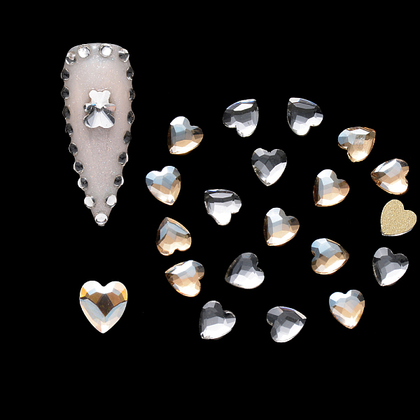 

PandaHall Flat Back Glass Rhinestone Cabochons, Nail Art Decoration Accessories, Faceted, Heart, Mixed Color, 5.5x5x1.5mm, 20pcs/bag Glass..., Multicolor