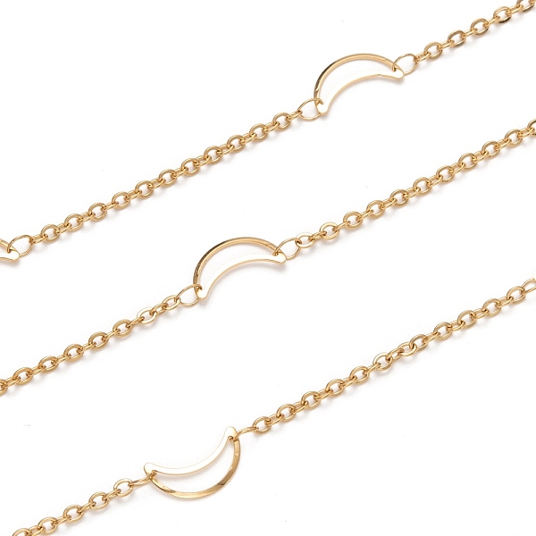 

PandaHall 304 Stainless Steel Moon Link Cable Chains, Soldered, with Spool, Golden, link: 2.5x2x0.5mm, moon: 12x6.5x0.6mm, about 16.4 Feet...
