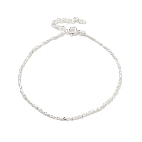 

PandaHall 925 Sterling Silver Rope Chain Bracelets for Women, Silver, 6-5/8 inch(16.8cm), 1.3mm Sterling Silver