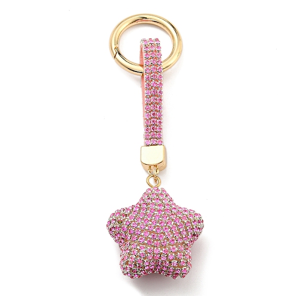 

PandaHall Resin Rhinestone Alloy Keychain, Star, Hot Pink, 14.1cm Alloy+Rhinestone Star