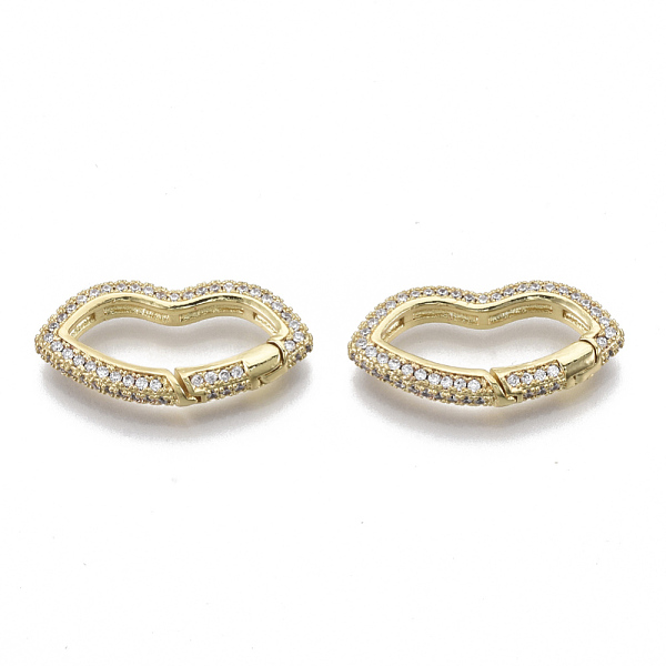 

PandaHall Brass Micro Pave Cubic Zirconia Spring Gate Rings, Nickel Free, Lip, Real 16K Gold Plated, Clear, 14x27x4mm, Inner Diameter...