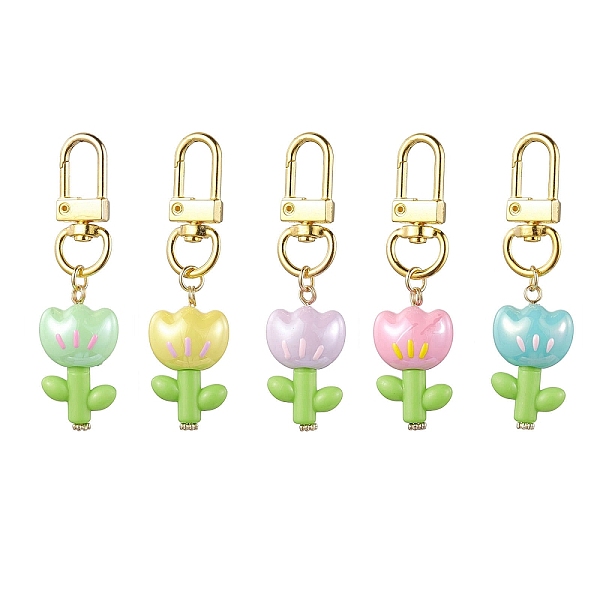 

PandaHall Flower Acrylic Pendant Decorations, Alloy Swivel Clasps Charm for Bag Key Chain Ornaments, Mixed Color, 65x17.5x12mm Acrylic..., Multicolor