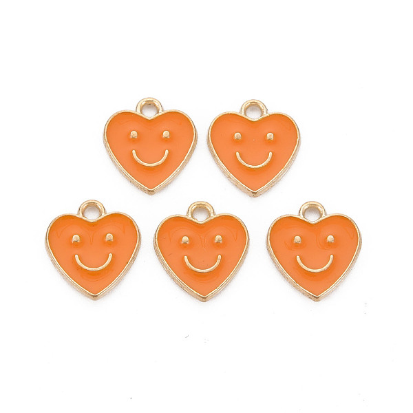 

PandaHall Alloy Enamel Charms, Cadmium Free & Lead Free, Light Gold, Heart with Smile, Orange, 13x12x1.5mm, Hole: 1.6mm Alloy+Enamel Heart...