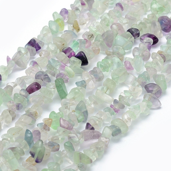 

PandaHall Natural Fluorite Beads Strands, Chip, 5~8mm, Hole: 1mm, about 33 inch(84cm) Fluorite Chip