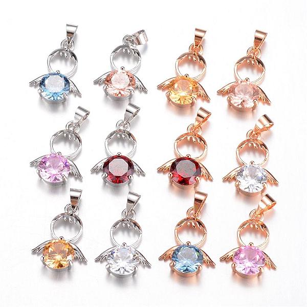 

PandaHall Brass Cubic Zirconia Pendant, Angel, Mixed Color, 20x14x5mm, Hole: 4x5mm Brass+Cubic Zirconia Angel & Fairy Multicolor