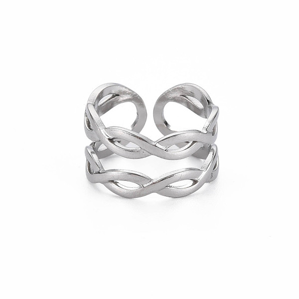 

PandaHall 304 Stainless Steel Infinity Cuff Ring, Hollow Open Ring for Women, Stainless Steel Color, US Size 7(17.3mm) 304 Stainless Steel
